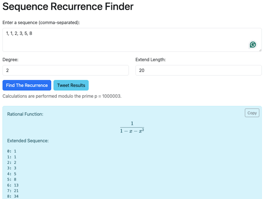 sequence recurrence finder